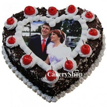 Black Forest Heart Photo Cake