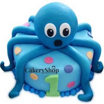 Blue Octopus fondant cake