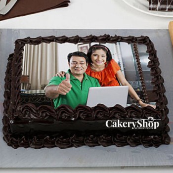 Chocolate Rectangle Photo Cake