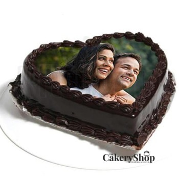 Chocolate With Heart Photo Cake