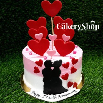 Couple And Hearts Cake