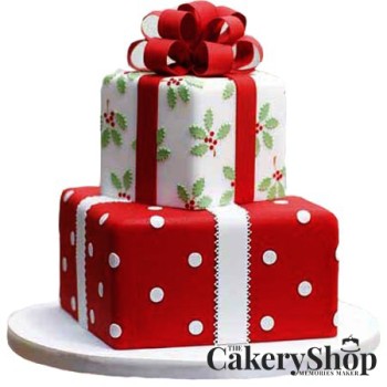 Double Tier Christmas Gift Cake