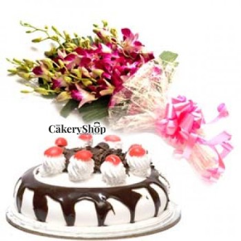Fascinating Combo of Cake and Orchid