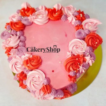 Floral Heart Valentine Cake