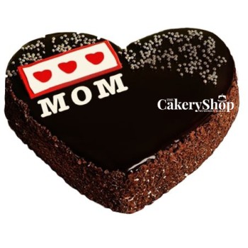 Love Mom Heart Shape Chocolate Cake