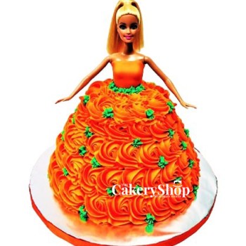 Orange Gown Barbie Cake