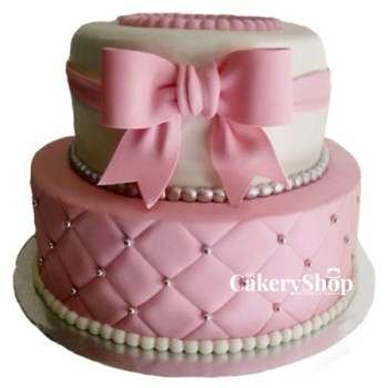 Pink Bow Fondant Cake