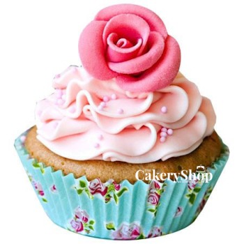 Pink Rose Fondant Cupcakes