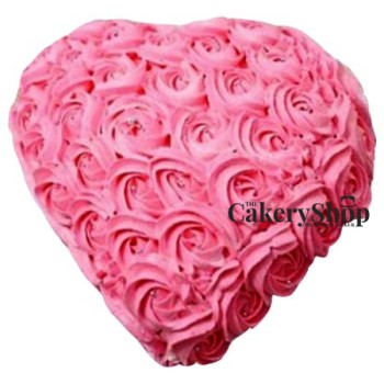 Pink Rose Heart Cake