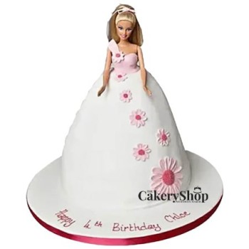 Pristine White Barbie Cake