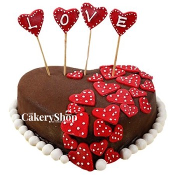 Valentine Red Hearts Chocolate Cake